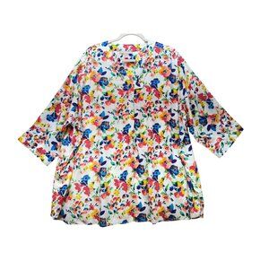 Woman Within Womens Tunic Blouse Top Size 2X Multicolor Floral Loose Fit Boho